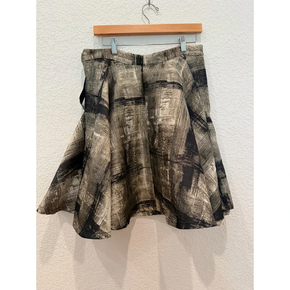 NEW Bryn Walker Dansa Skirt Grafite Gold Black Abstract A-Line Circle Small Glam